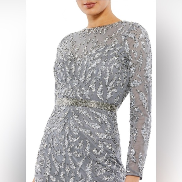 Mac Duggal 5521 Platinum Sequin Cocktail Dress – Size 14 (NWT) - Picture 5 of 13